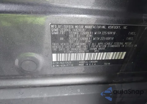 2020 Toyota Rav4 Hybrid Limited z USA, uszkodzony, nr VIN 4T3DWRFV2LU006700